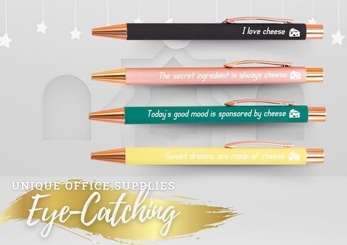 InnoBeta Cheese Lover Gifts Ballpoint Pen Set of 4 with Quotes, Funny Pens Gifts in Kuwait