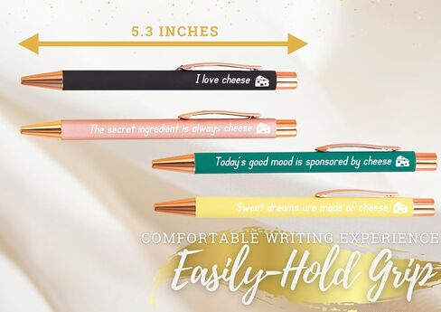 InnoBeta Cheese Lover Gifts Ballpoint Pen Set of 4 with Quotes, Funny Pens Gifts in Kuwait