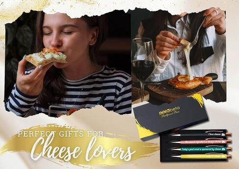 InnoBeta Cheese Lover Gifts Ballpoint Pen Set of 4 with Quotes, Funny Pens Gifts in Kuwait