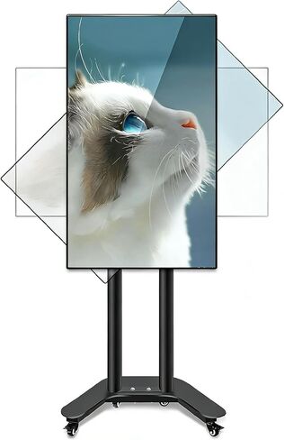 Mobile TV Cart Rolling TV Stand for 32-65 inch Screens, Vertical Rotating Mount, Portrait to Landscape, Height Adjustable Portable with Wheels Bracket, Max 83lbs Max VESA 400x400mm (Black) in Saudi Arabia