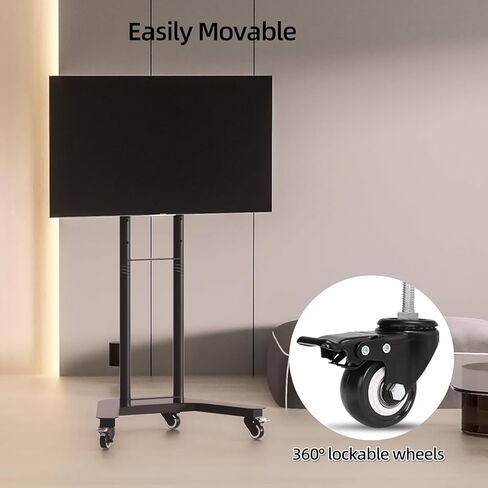 Mobile TV Cart Rolling TV Stand for 32-65 inch Screens, Vertical Rotating Mount, Portrait to Landscape, Height Adjustable Portable with Wheels Bracket, Max 83lbs Max VESA 400x400mm (Black) in Saudi Arabia