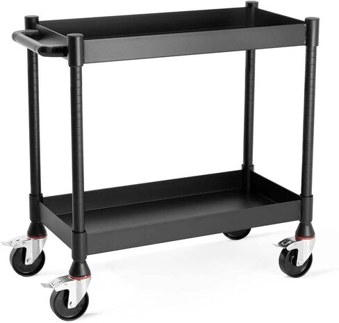 Luxor UCMT012 MightyHaul Heavy-Duty Utility Cart, 34" x 18" 2-Shelf Steel Rolling Cart with 1,200 lb Capacity, Reversible Flat/Tub Shelves & Locking Swivel Casters in Saudi Arabia