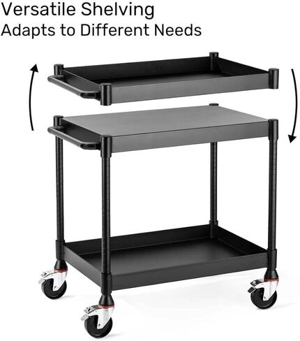 Luxor UCMT012 MightyHaul Heavy-Duty Utility Cart, 34" x 18" 2-Shelf Steel Rolling Cart with 1,200 lb Capacity, Reversible Flat/Tub Shelves & Locking Swivel Casters in Saudi Arabia