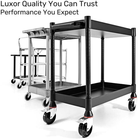 Luxor UCMT012 MightyHaul Heavy-Duty Utility Cart, 34" x 18" 2-Shelf Steel Rolling Cart with 1,200 lb Capacity, Reversible Flat/Tub Shelves & Locking Swivel Casters in Saudi Arabia