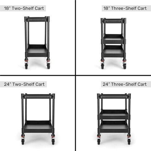 Luxor UCMT012 MightyHaul Heavy-Duty Utility Cart, 34" x 18" 2-Shelf Steel Rolling Cart with 1,200 lb Capacity, Reversible Flat/Tub Shelves & Locking Swivel Casters in Saudi Arabia