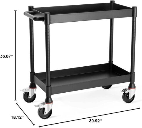 Luxor UCMT012 MightyHaul Heavy-Duty Utility Cart, 34" x 18" 2-Shelf Steel Rolling Cart with 1,200 lb Capacity, Reversible Flat/Tub Shelves & Locking Swivel Casters in Saudi Arabia