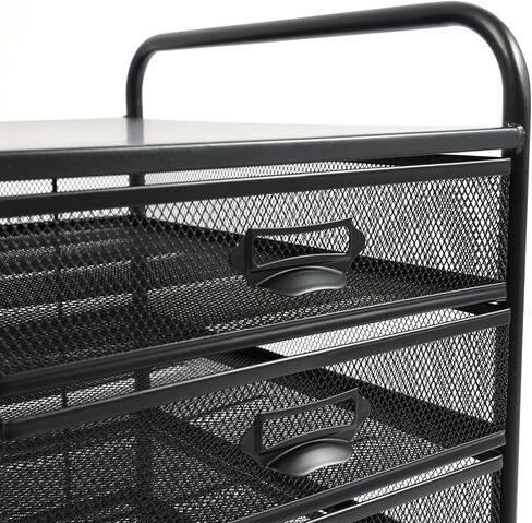 Mesh 5 Tier Rolling Storage Cart Mesh File Storage Drawers with 4 Swivel Casters 5 Drawers Cart Organizer Rolling File Storage Cabinet for Office, Study, Computer Room (Black) in Saudi Arabia