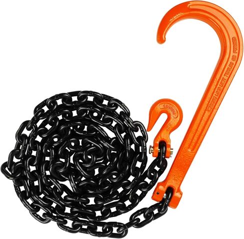 LULU CARGO CONTROL Grade 80 J Hook Tow Chain, Heavy Duty Alloy Tow Chain with 15" Forged J Hook & Grab Hook, 7100 lbs Safe Working Load, Recovery Towing Chain for Trucks, SUVs & Equipment (Chain 10ft) in Saudi Arabia