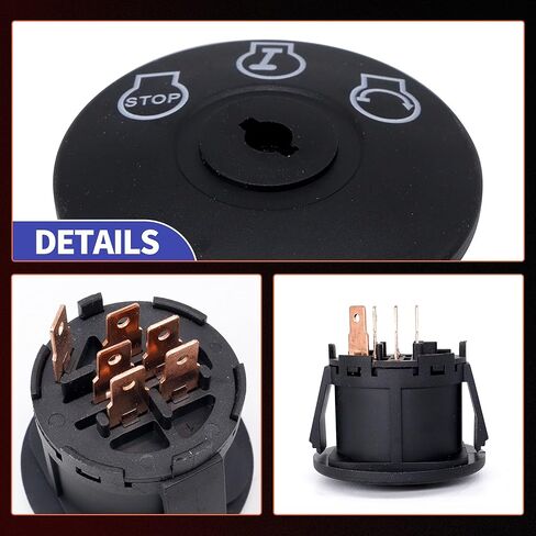 HiSport 72512066 Ignition Switch with Keys 3 Position 6 Pin - Compatible with Cub Cadet ZT1 ZT2 ZTX4 MTD Z510 Z530 Z550 Troy Bilt Z510 Z530 Replaces 725P12066 92512066 in Kuwait