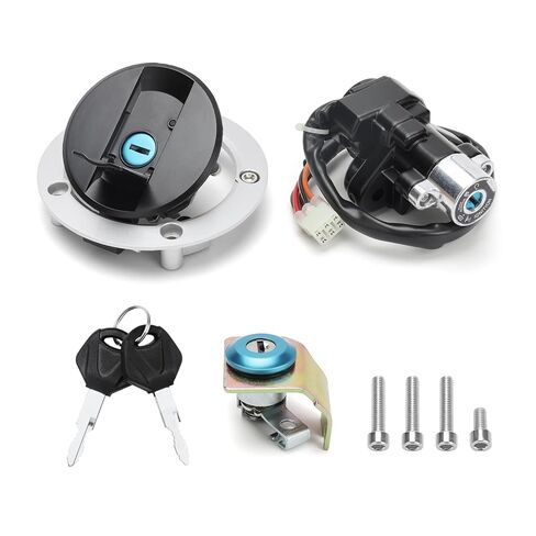 Ignition Switch + Gas Fuel Tank Cap + Seat Lock + Keys Kit Compatible with Suzuki GSXR600 GSXR750 2008-2024, GSXR1000 2005-2016, Motorcycle Replacement Ignition Switch Cap Cover Set in Kuwait
