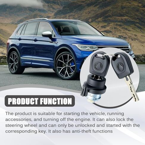 Ignition Switch Steering Lock Cylinder W/Key Compatible with VW Jetta Golf Tiguan Bettle EOS Passat for Audi A3 A4 A6 TT No Chips Replace for 1T0-905-855-A in Kuwait
