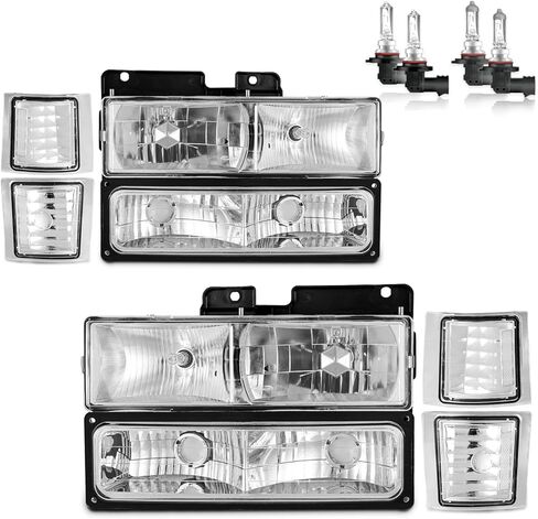 Headlights W/Bulbs for 1994-1998 Chevy C10 Pickup Truck C/K 1500 2500 3500 Silverado Tahoe Suburban, 1992-1994 Blazer Driver & Passenger Side in Kuwait