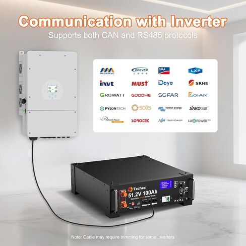 بطارية Techex 48V 100Ah LiFePO4 V2، 100A BMS مع اتصال عاكس، حامل حامل 3U، واي فاي وبلوتوث وشاشة ذكية، إخماد الحرائق، بحد أقصى. خرج طاقة 5.12 كيلو وات للاستخدام خارج الشبكة، والنظام الشمسي، والنسخ الاحتياطي in Kuwait