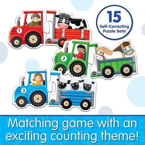 The Learning Journey: Match It! - Tractors & Trailers - 15 Self Correcting Puzzle Sets Teaching Counting - Preschool Learning Toys - Award Winning Toys in Kuwait