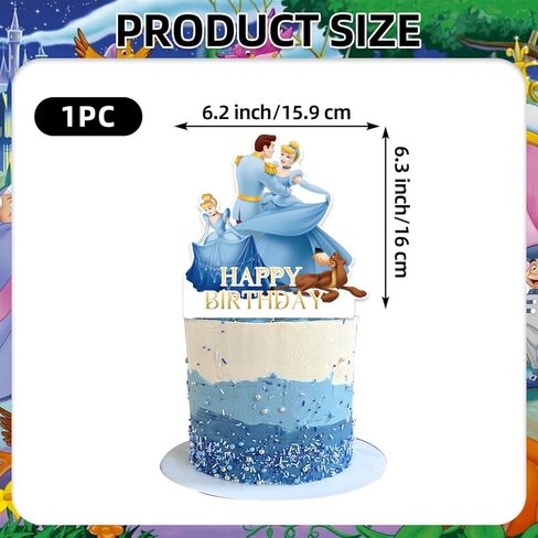 25Pcs Cindere-lla Birthday Party Supplies Pack Includes 1 Cake Topper 24 Cupcake Toppers for Cinderellas Party Supplies in Saudi Arabia