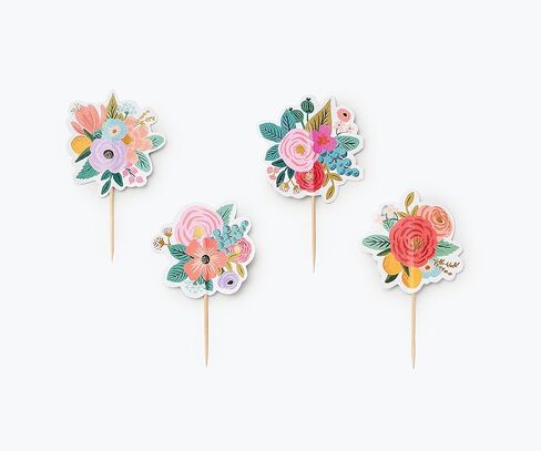 RIFLE PAPER CO. Garden Party Cupcake Kit, 24 Assorted Liners in 2 Designs, 24 Assorted Double Sided Toppers in 6 Designs, Standard Cupcake Size, Full Color and Foil Stamped in Kuwait