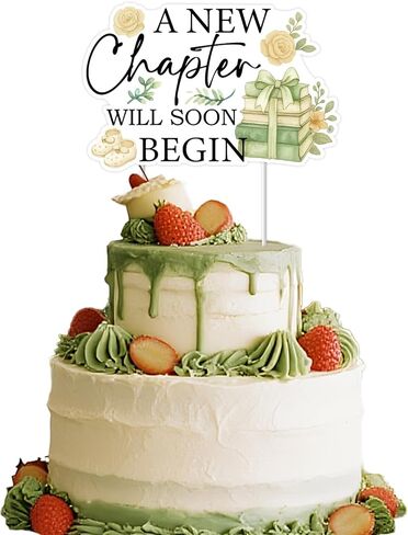 Storybook Baby Shower Cake Topper, A New Chapter Will Soon Begin Cake Decoration Green Books Reading Themed Gender Reveal Newborn Welcome Party Supplies in Kuwait