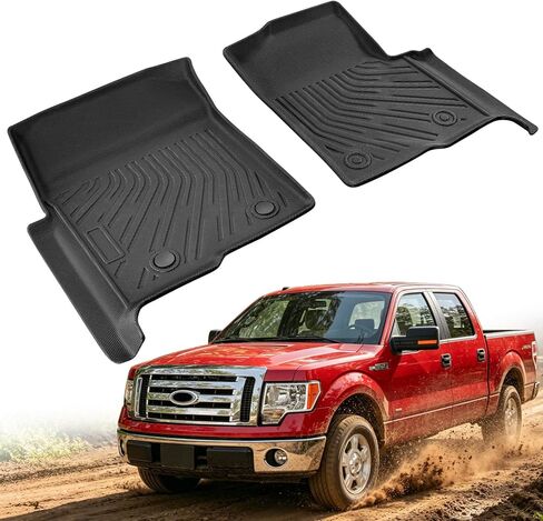 Truck Floor Mats for Ford F150 2009-2014 SuperCab/SuperCrew/Regular Cab, All Weather Rubber TPE Car Accessories, Custom Fit Front Row Carpets, Black Pickup Rugs for F-150 2013 2012 2011 2010 in Saudi Arabia