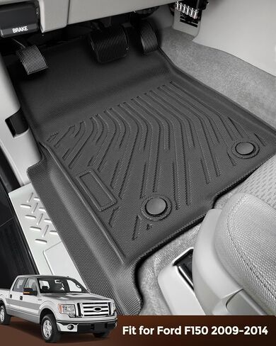 Truck Floor Mats for Ford F150 2009-2014 SuperCab/SuperCrew/Regular Cab, All Weather Rubber TPE Car Accessories, Custom Fit Front Row Carpets, Black Pickup Rugs for F-150 2013 2012 2011 2010 in Saudi Arabia