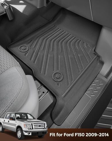 Truck Floor Mats for Ford F150 2009-2014 SuperCab/SuperCrew/Regular Cab, All Weather Rubber TPE Car Accessories, Custom Fit Front Row Carpets, Black Pickup Rugs for F-150 2013 2012 2011 2010 in Saudi Arabia
