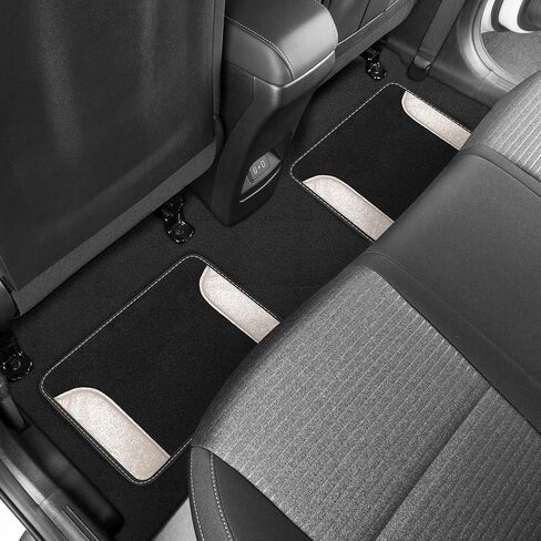 Carbella Glitter Bling Car Mats 4-Piece Set, Two-Tone Shiny Carpet Car Floor Mats, Stain-Resistant Floor Mats for Cars for Women, Universal Car Mat Set, Automotive Floor Mats - White Pearl in Saudi Arabia