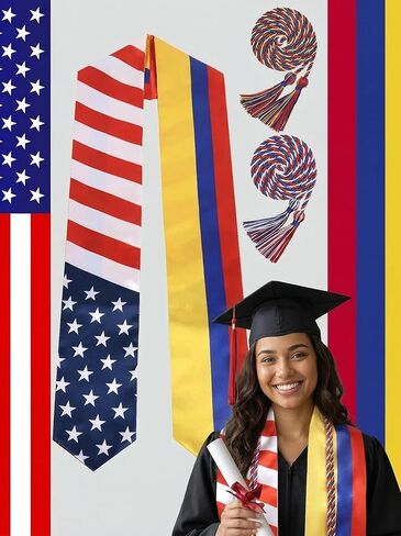 ZenNex Country Flag Graduation Stole & Honor Cords | Celebrate Heritage honor sash for High School & University in Kuwait