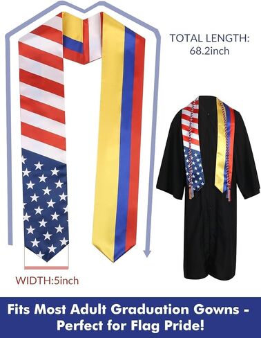 ZenNex Country Flag Graduation Stole & Honor Cords | Celebrate Heritage honor sash for High School & University in Kuwait