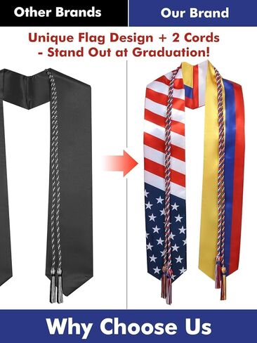 ZenNex Country Flag Graduation Stole & Honor Cords | Celebrate Heritage honor sash for High School & University in Kuwait