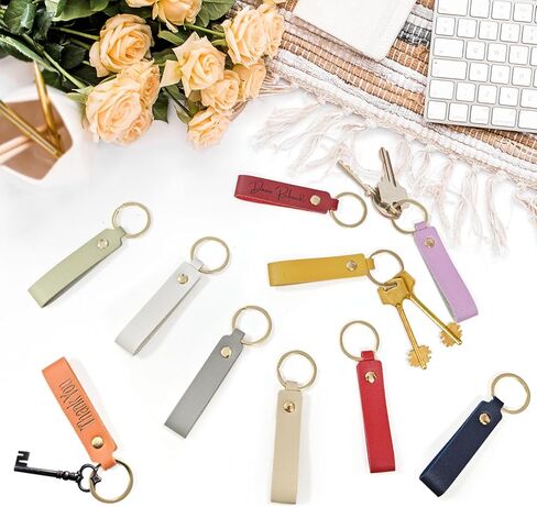 100 PCS Leather Keychain Blanks Bulk for Laser Engraving - DIY Key Chains Craft Blanks with Key Rings, 10 Colors in Saudi Arabia