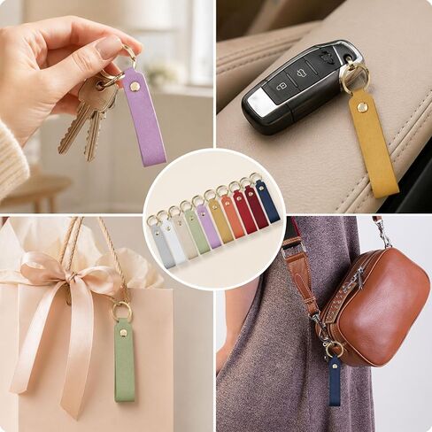 100 PCS Leather Keychain Blanks Bulk for Laser Engraving - DIY Key Chains Craft Blanks with Key Rings, 10 Colors in Saudi Arabia