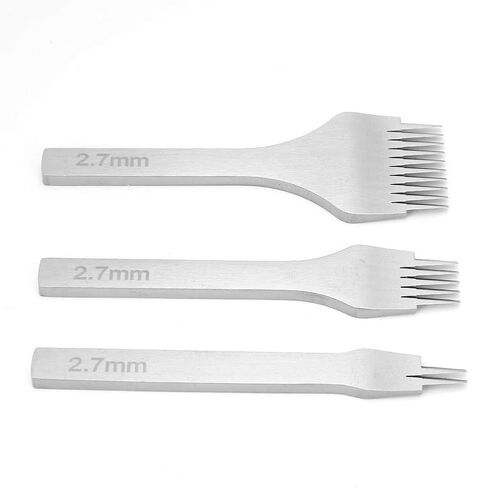 3Pcs Handwork Leather Pro, Pricking Iron French Style Leather Tools, Stitching Chisel Hole Punch Kit (2.7/3.0/3.38/3.85mm) for DIY Craft (3.38mm) in Kuwait