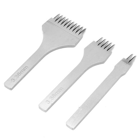 3Pcs Handwork Leather Pro, Pricking Iron French Style Leather Tools, Stitching Chisel Hole Punch Kit (2.7/3.0/3.38/3.85mm) for DIY Craft (3.38mm) in Kuwait