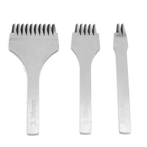 3Pcs Handwork Leather Pro, Pricking Iron French Style Leather Tools, Stitching Chisel Hole Punch Kit (2.7/3.0/3.38/3.85mm) for DIY Craft (3.38mm) in Kuwait