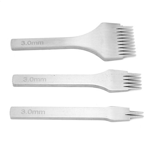 3Pcs Handwork Leather Pro, Pricking Iron French Style Leather Tools, Stitching Chisel Hole Punch Kit (2.7/3.0/3.38/3.85mm) for DIY Craft (3.38mm) in Kuwait