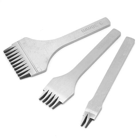 3Pcs Handwork Leather Pro, Pricking Iron French Style Leather Tools, Stitching Chisel Hole Punch Kit (2.7/3.0/3.38/3.85mm) for DIY Craft (3.38mm) in Kuwait