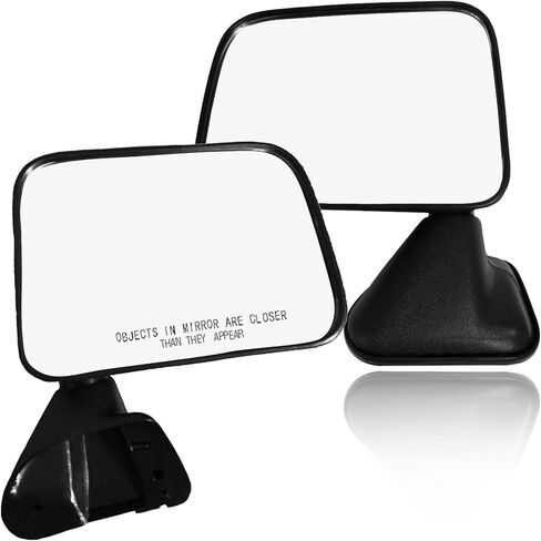 PM Auto Pair of 2 Left Driver Chrome/Flat-Right Passenger Side Chrome/Convex+Warning Manual Foldaway View Mirror Black Textured For 1987 1988 Toyota Pickup in Kuwait