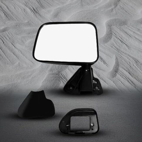 PM Auto Pair of 2 Left Driver Chrome/Flat-Right Passenger Side Chrome/Convex+Warning Manual Foldaway View Mirror Black Textured For 1987 1988 Toyota Pickup in Kuwait