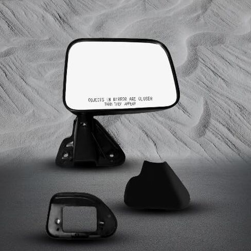 PM Auto Pair of 2 Left Driver Chrome/Flat-Right Passenger Side Chrome/Convex+Warning Manual Foldaway View Mirror Black Textured For 1987 1988 Toyota Pickup in Kuwait