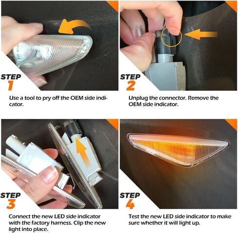 Side Marker Light LED Dynamic Amber Sequential Turn Signal for BMW X3 F25 X5 E70 X6 E71 E72 2011-2017 (Black) in Kuwait