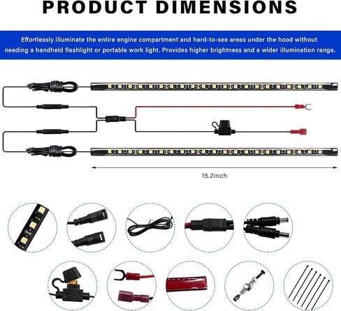 2-in-1 Under Hood LED Light Kit, 12V Waterproof Car Under Hood Work Inspection Lights Bar with Switch, High Brightness Engine Bay Repair Lamp LED Light Strip Kit for Car Truck SUV in Saudi Arabia