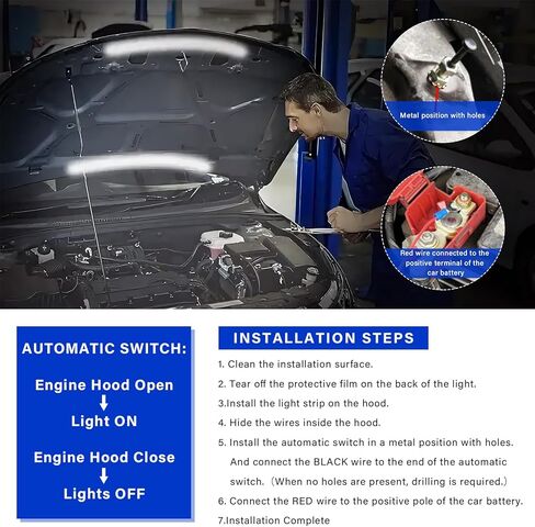 2-in-1 Under Hood LED Light Kit, 12V Waterproof Car Under Hood Work Inspection Lights Bar with Switch, High Brightness Engine Bay Repair Lamp LED Light Strip Kit for Car Truck SUV in Saudi Arabia