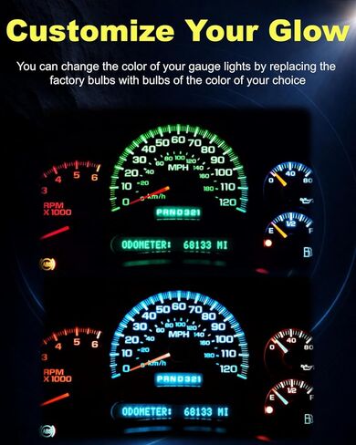 Dash Cluster Gauge Instrument LED Lights Bulb Kit for 1981–1998 GMC Suburban Sierra C1500 K1500 C2500 K2500 Truck, Green, Non-Polarity, 300lm, Dimmable, 10 Pack in Saudi Arabia
