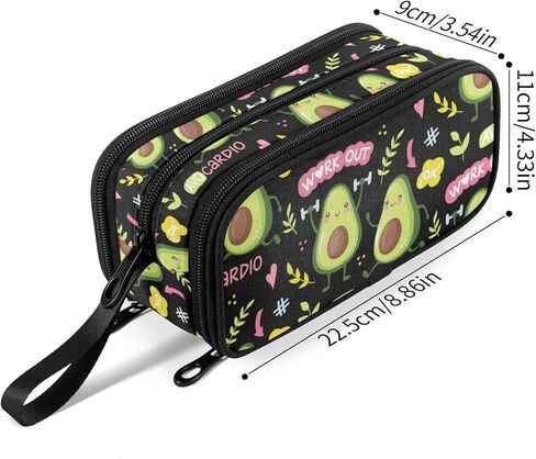 Fustylead Cute Avocado Pencil Pen Case Stationery Bag, 3 Compartments School College Office Desk Organizer Storage Pouch Makeup Bag for Teen Boys Girls Students in Saudi Arabia