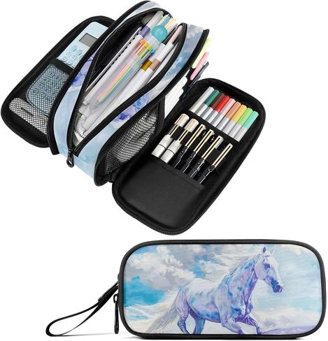 Fustylead Cute Avocado Pencil Pen Case Stationery Bag, 3 Compartments School College Office Desk Organizer Storage Pouch Makeup Bag for Teen Boys Girls Students in Saudi Arabia