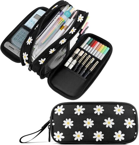 Fustylead Cute Avocado Pencil Pen Case Stationery Bag, 3 Compartments School College Office Desk Organizer Storage Pouch Makeup Bag for Teen Boys Girls Students in Saudi Arabia
