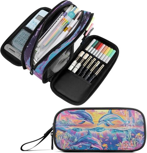 Fustylead Cute Avocado Pencil Pen Case Stationery Bag, 3 Compartments School College Office Desk Organizer Storage Pouch Makeup Bag for Teen Boys Girls Students in Saudi Arabia