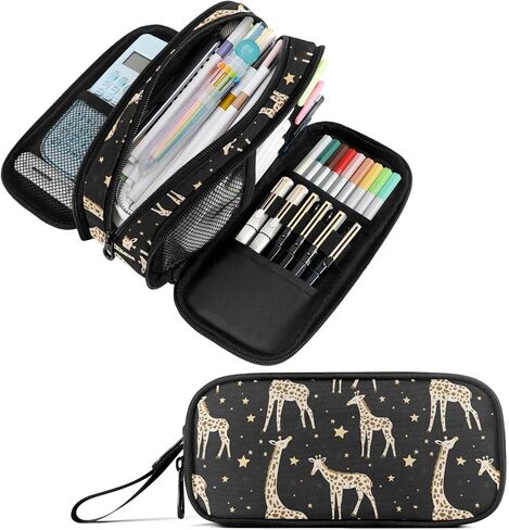 Fustylead Cute Avocado Pencil Pen Case Stationery Bag, 3 Compartments School College Office Desk Organizer Storage Pouch Makeup Bag for Teen Boys Girls Students in Saudi Arabia