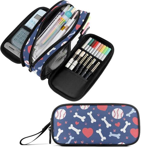 Fustylead Cute Avocado Pencil Pen Case Stationery Bag, 3 Compartments School College Office Desk Organizer Storage Pouch Makeup Bag for Teen Boys Girls Students in Saudi Arabia