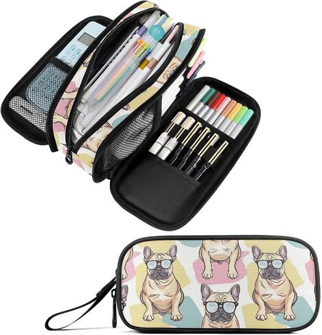 Fustylead Cute Avocado Pencil Pen Case Stationery Bag, 3 Compartments School College Office Desk Organizer Storage Pouch Makeup Bag for Teen Boys Girls Students in Saudi Arabia