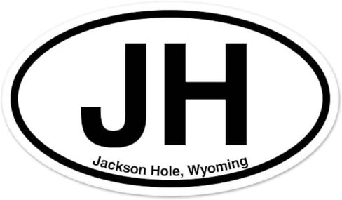 ملصق نافذة السيارة من الفينيل البيضاوي JH Jackson Hole Wyoming WY مقاس 3 بوصة × 2 بوصة in Kuwait